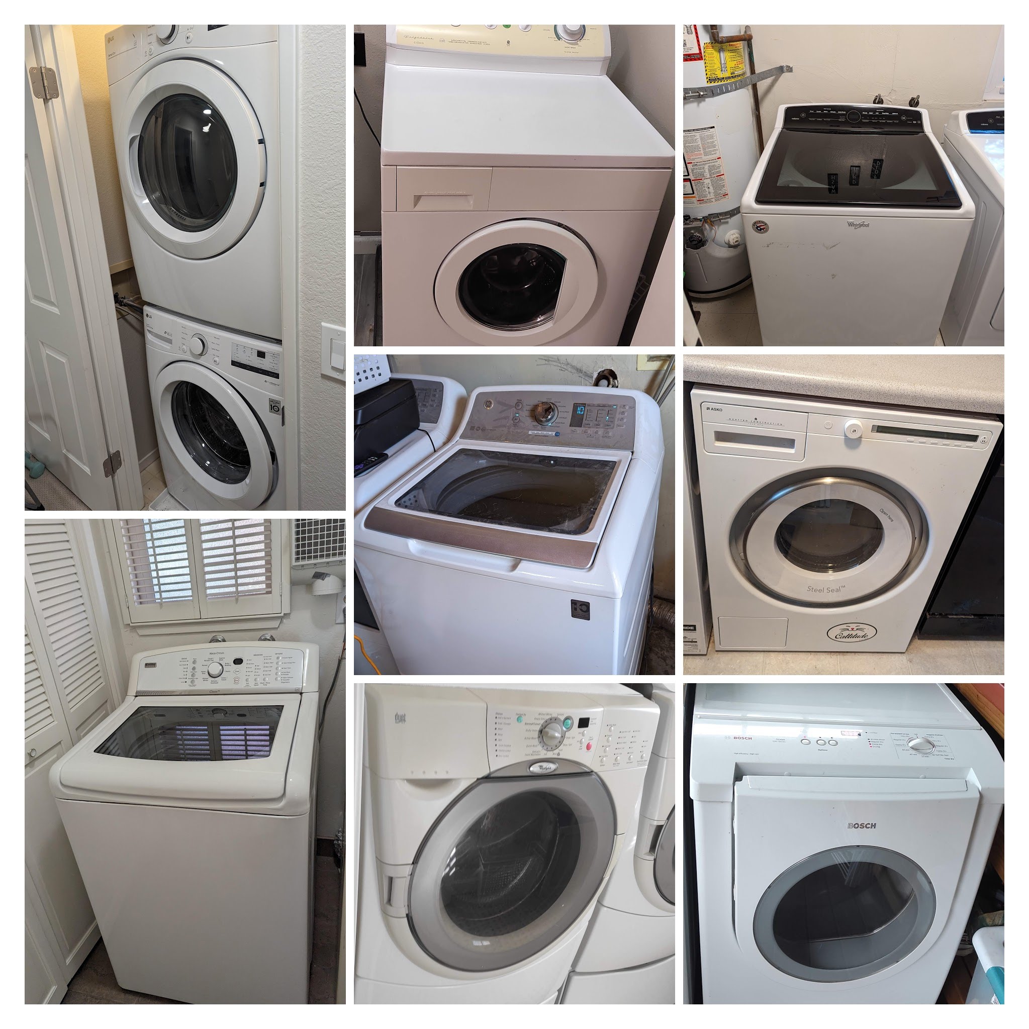 A high-efficiency front-loading washing machine in a laundry room